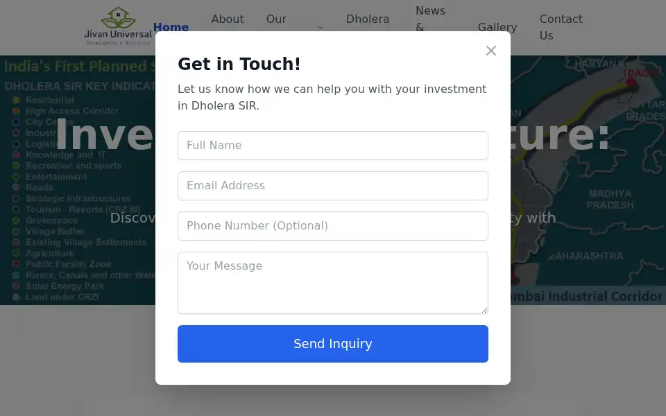 Screenshot of dholerainvestment.in