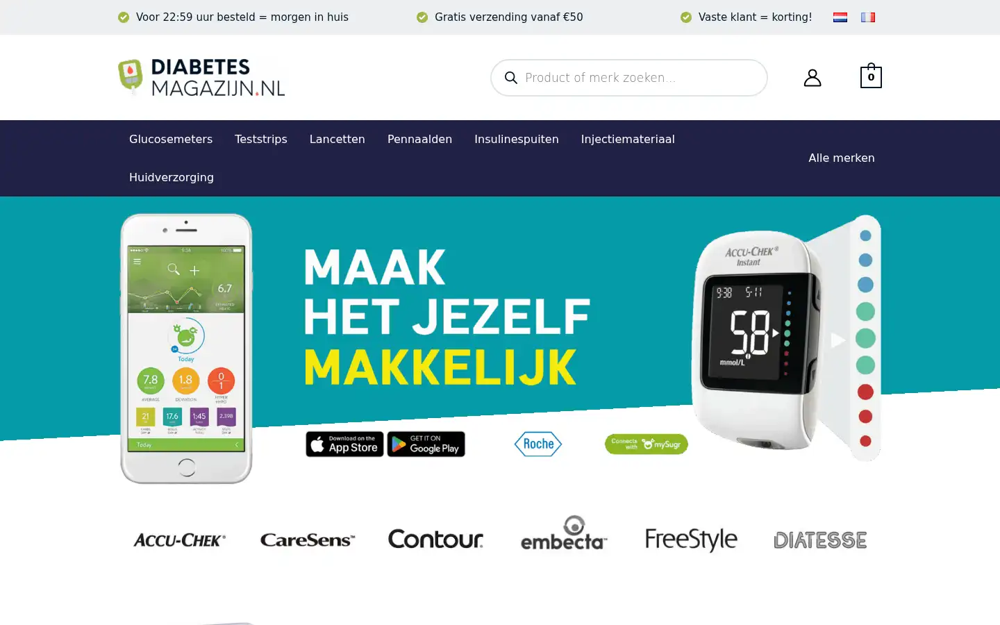 Screenshot of diabetesmagazijn.nl