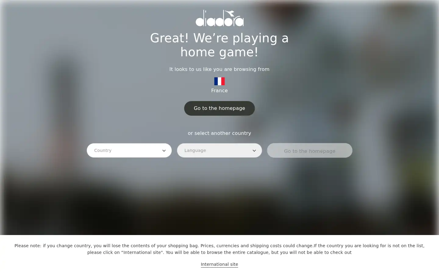 Screenshot of diadora.com