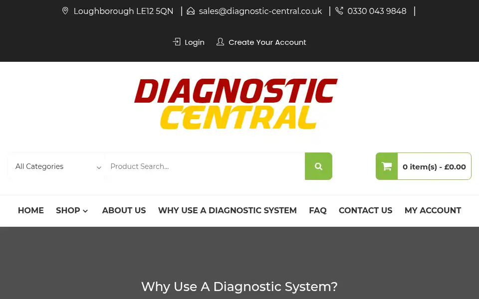 Screenshot of diagnostic-central.co.uk