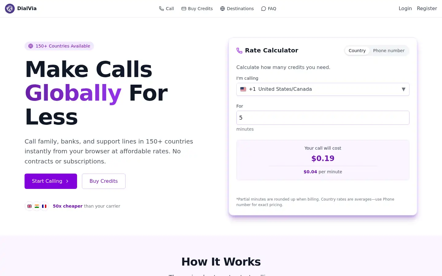 Screenshot of dialvia.com