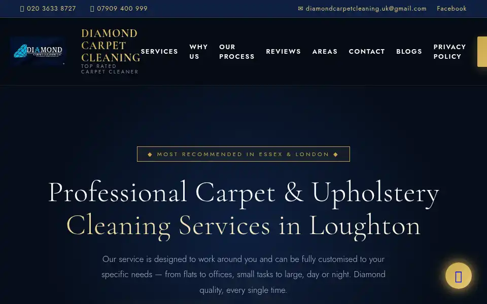 Screenshot of diamond-carpetcleaning.co.uk