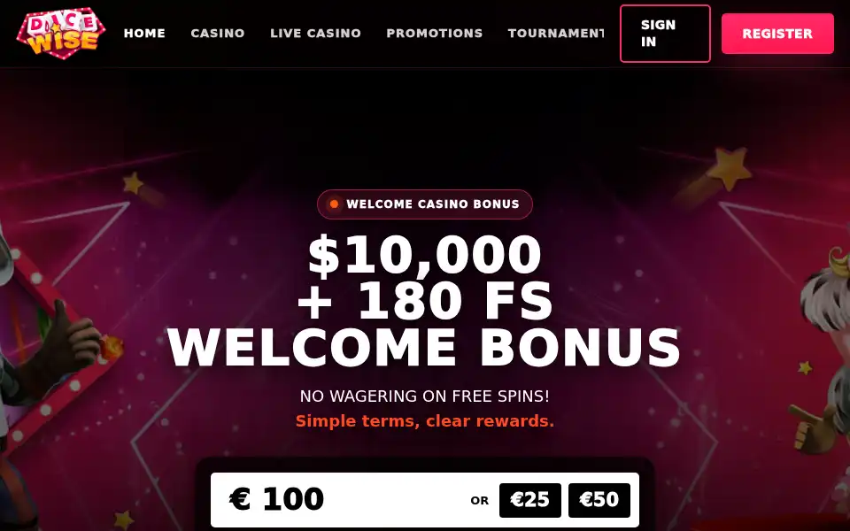 Screenshot of dicewisecasino.site