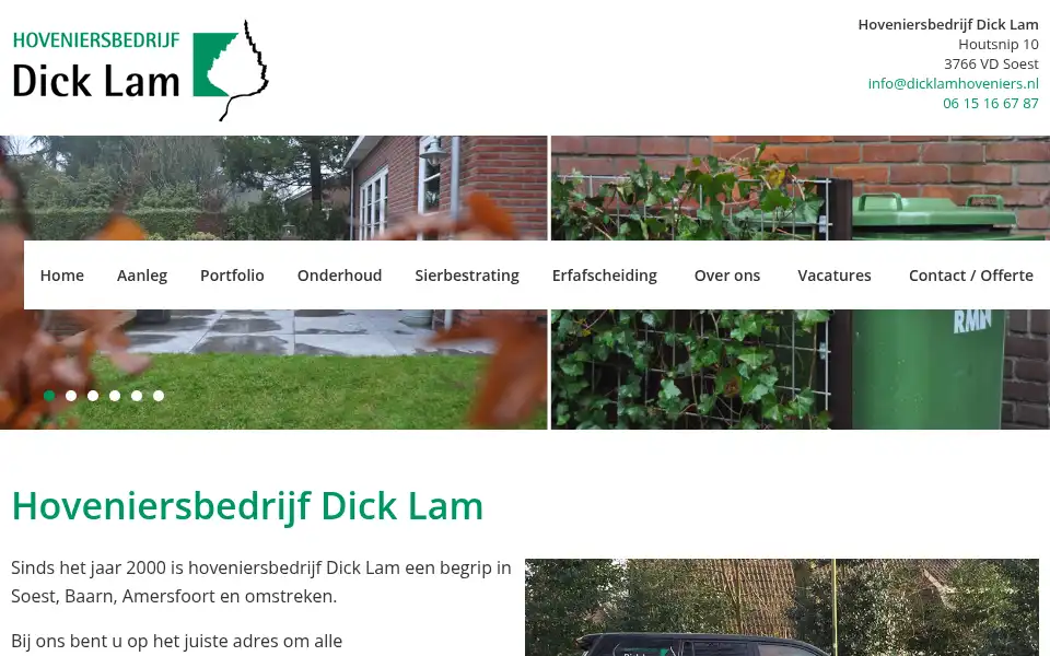 Screenshot of dicklamhoveniers.nl