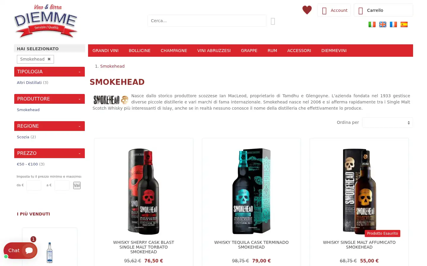 Screenshot of diemmevini.com