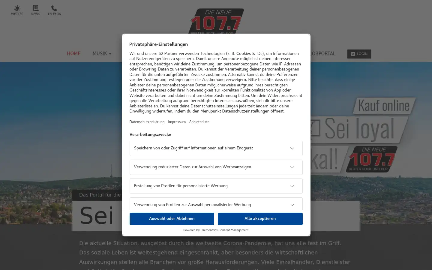 Screenshot of dieneue1077.de