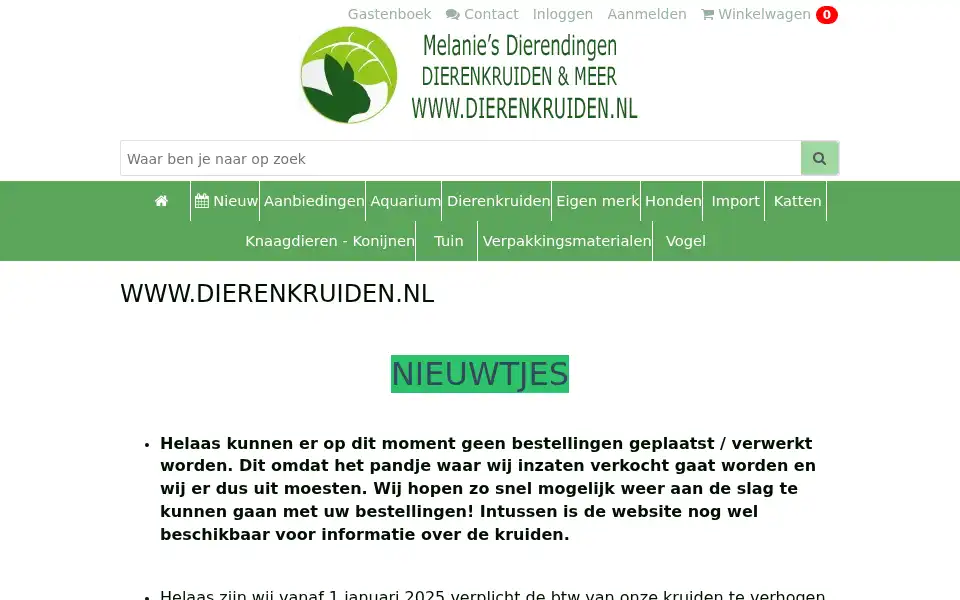 Screenshot of dierenkruiden.nl
