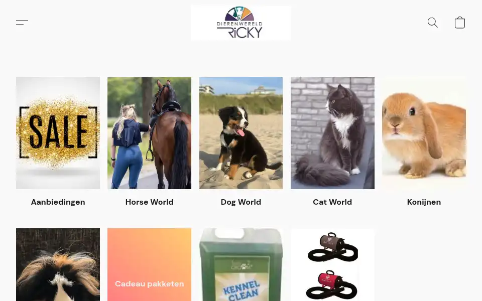 Screenshot of dierenwereldricky.nl
