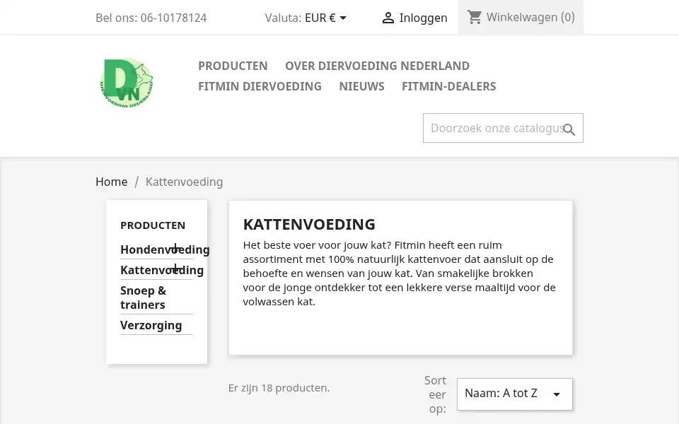 Screenshot of diervoedingnederland.nl
