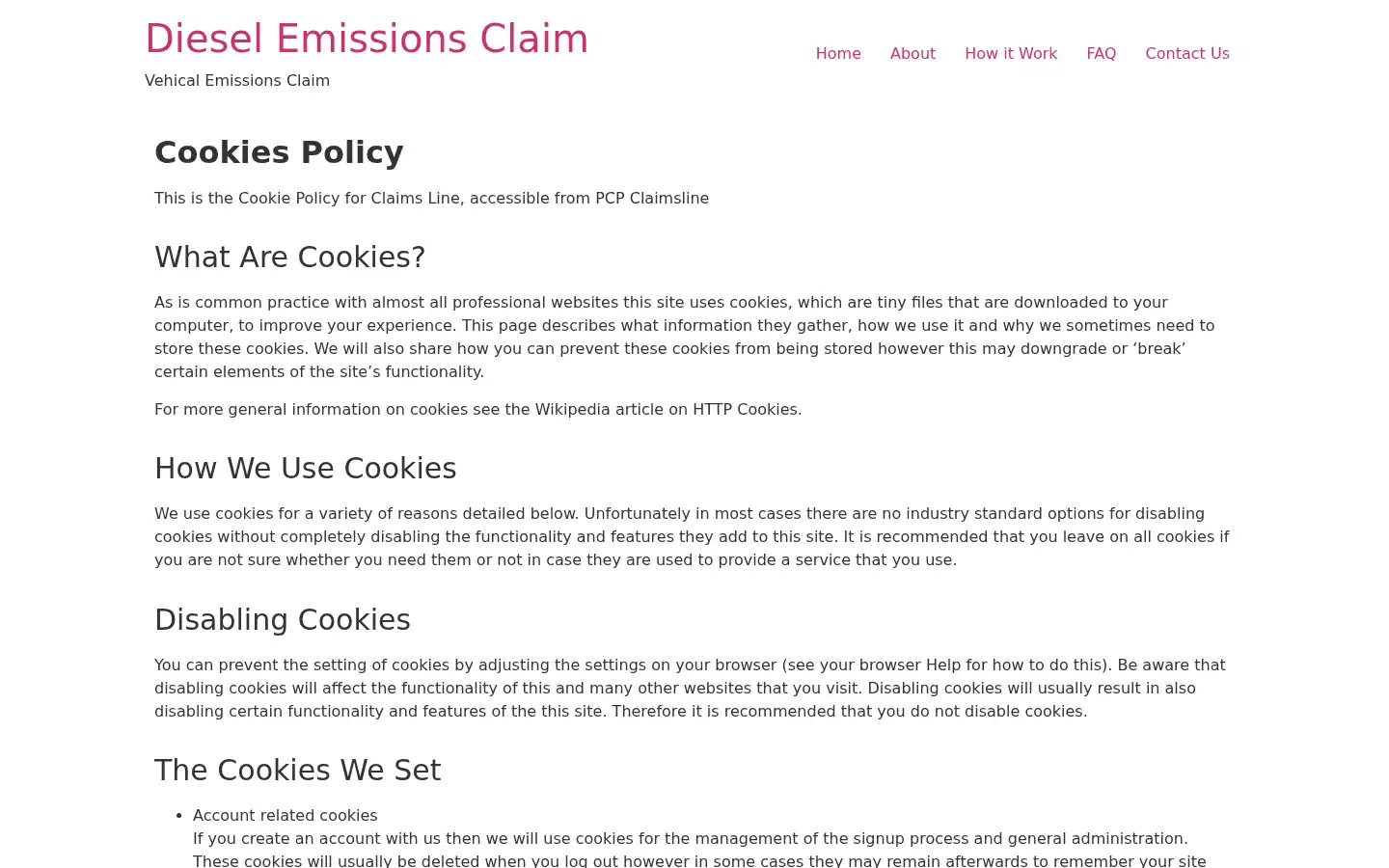 Screenshot of dieselemissionsclaim.co.uk