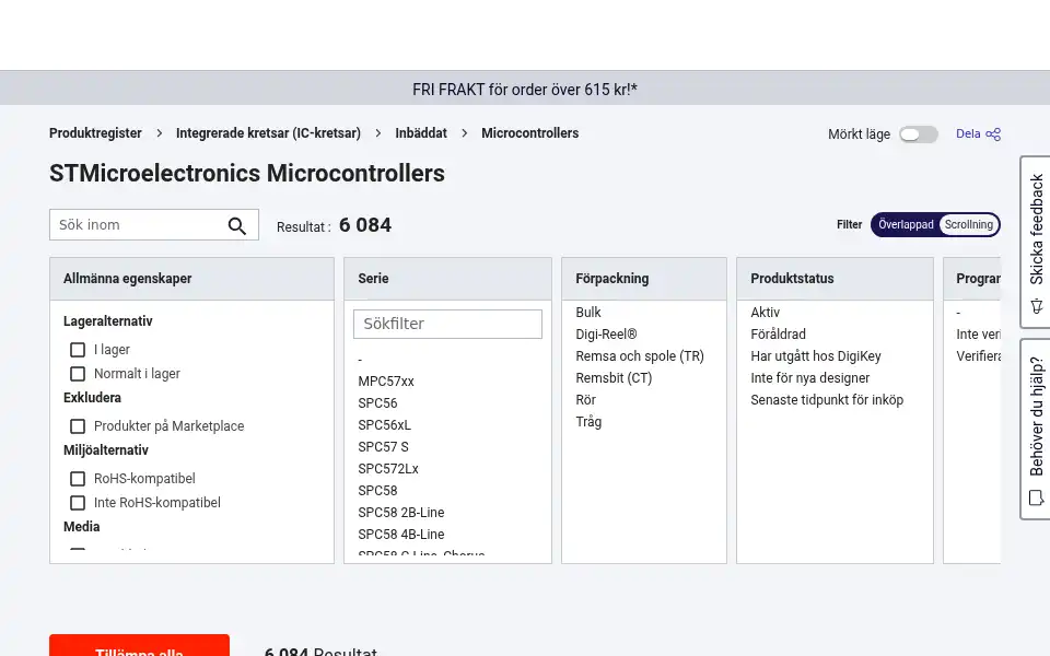 Screenshot of digikey.se