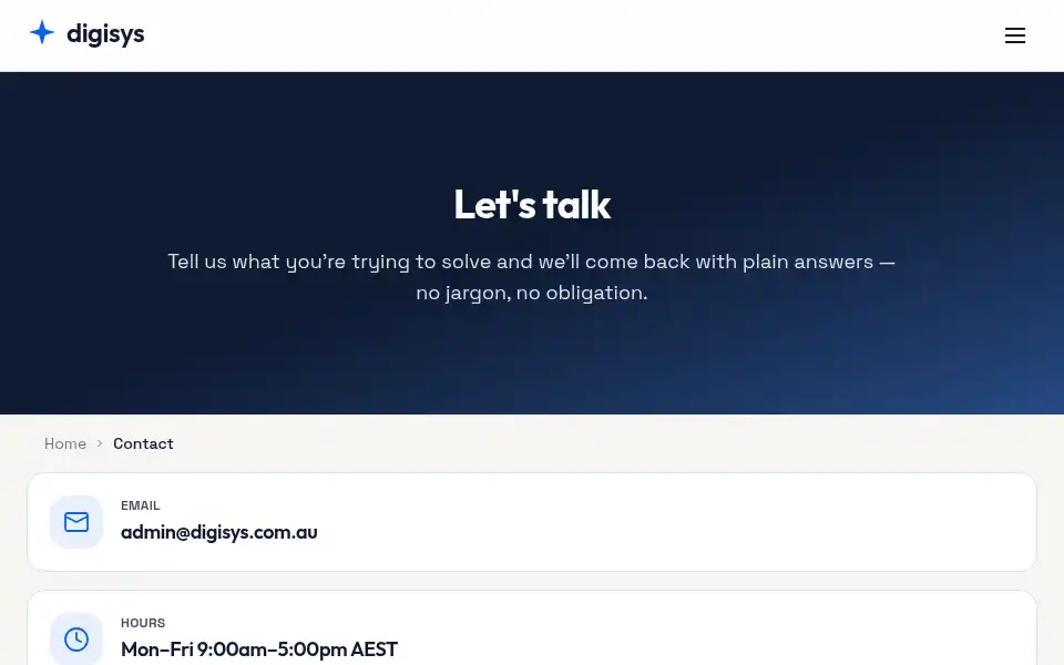 Screenshot of digisys.com.au