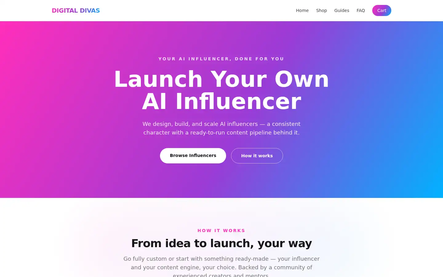 Screenshot of digitaldivas.ai