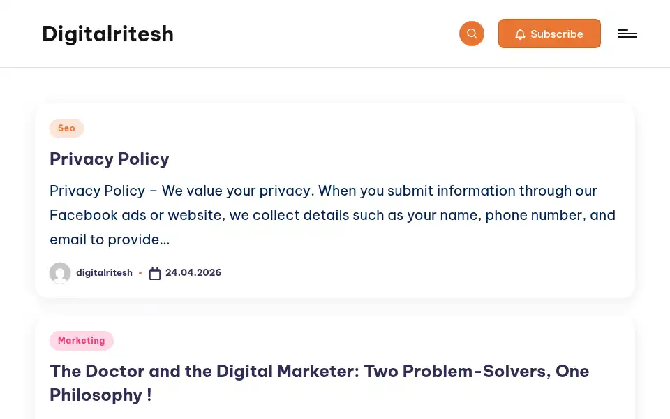 Screenshot of digitalritesh.com