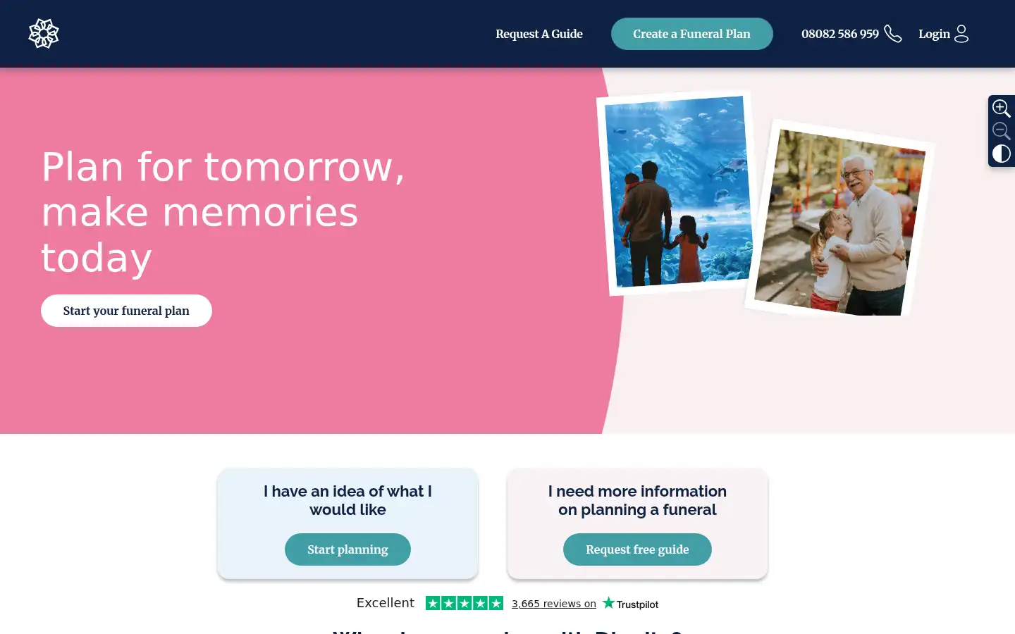 Screenshot of dignityfuneralplans.co.uk