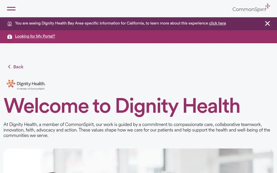 Screenshot of dignityhealth.org