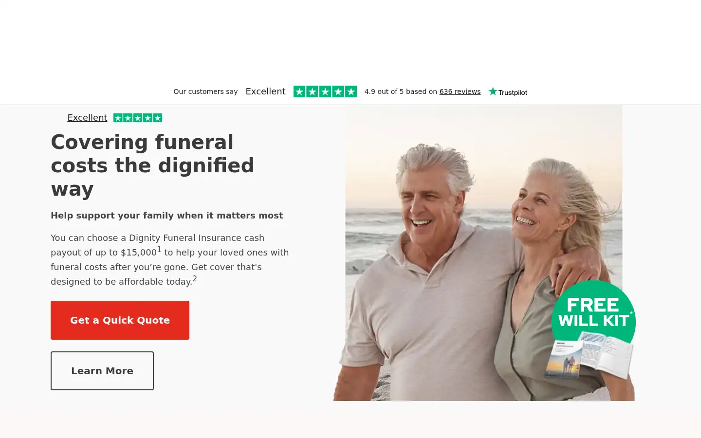 Screenshot of dignityinsurance.com.au
