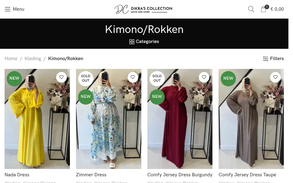 Screenshot of dikrascollection.nl