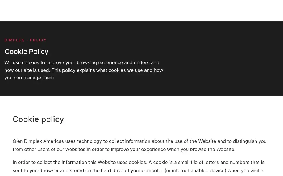 Screenshot of dimplex.com