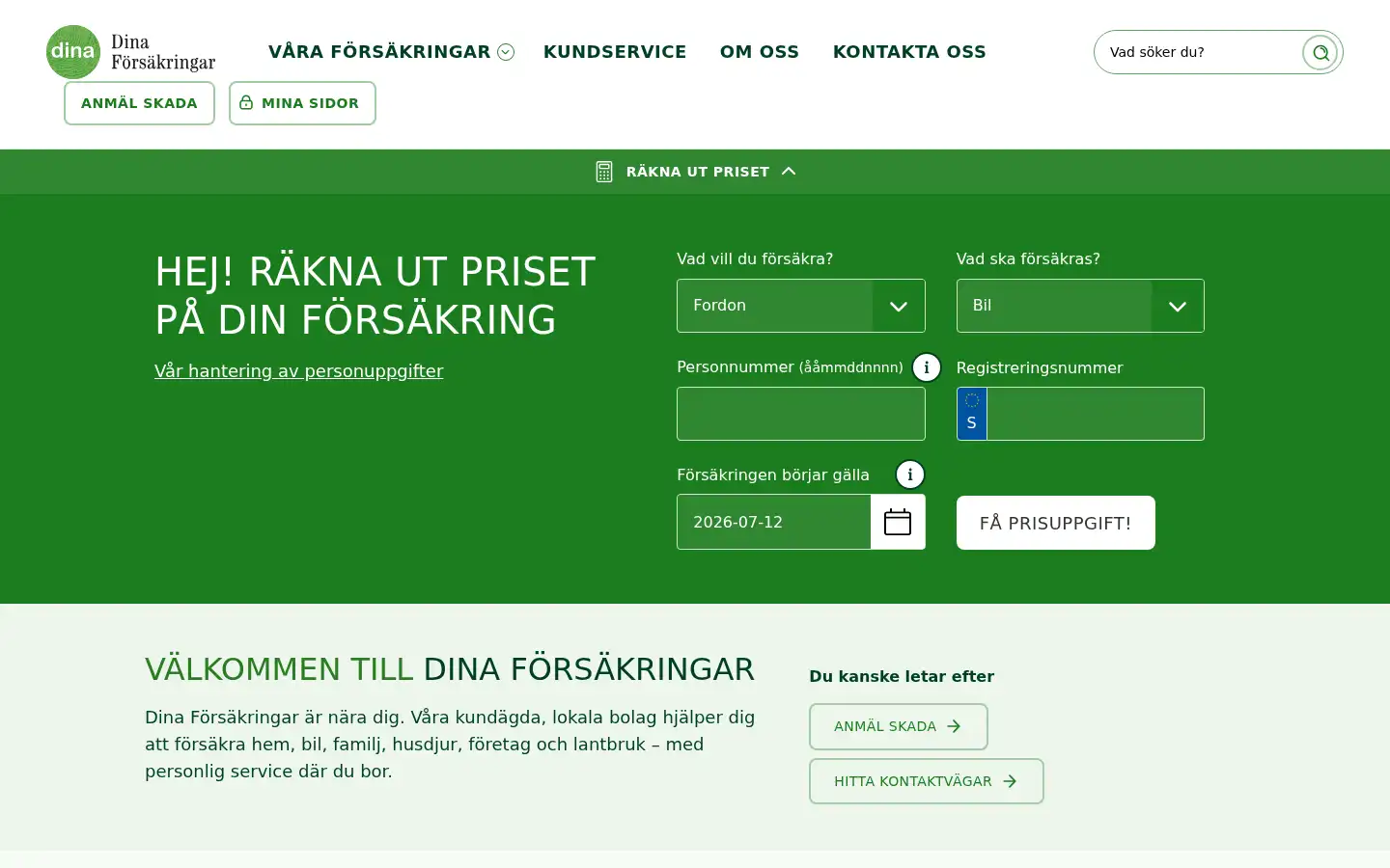 Screenshot of dina.se