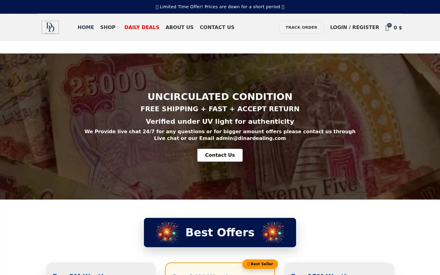 Screenshot of dinardealing.com