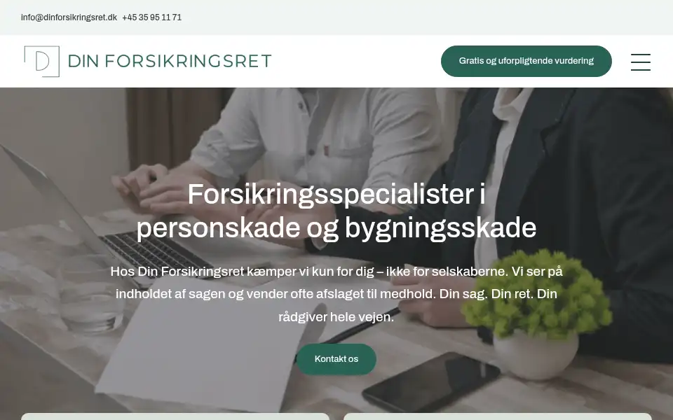 Screenshot of dinforsikringsret.dk