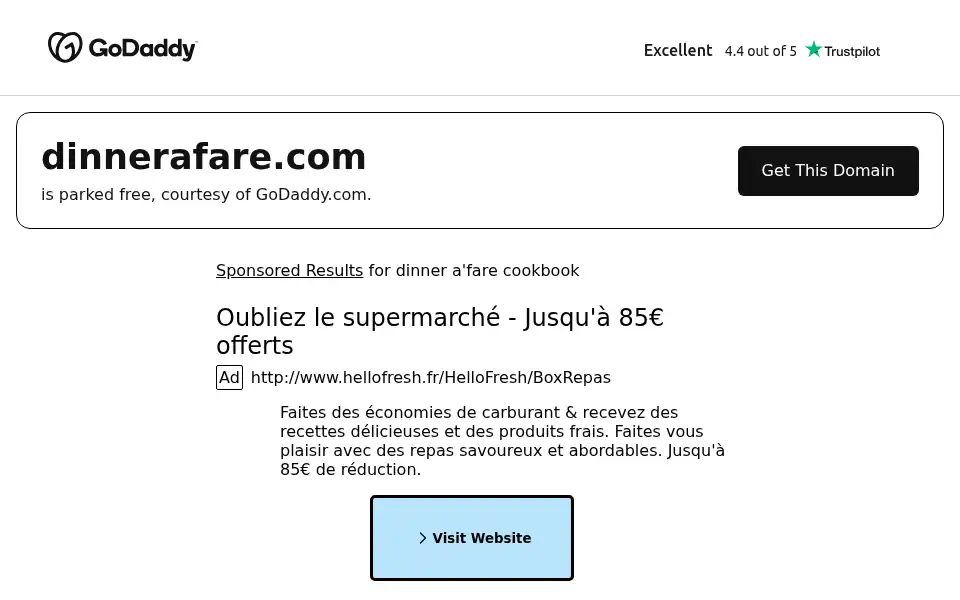 Screenshot of dinnerafare.com