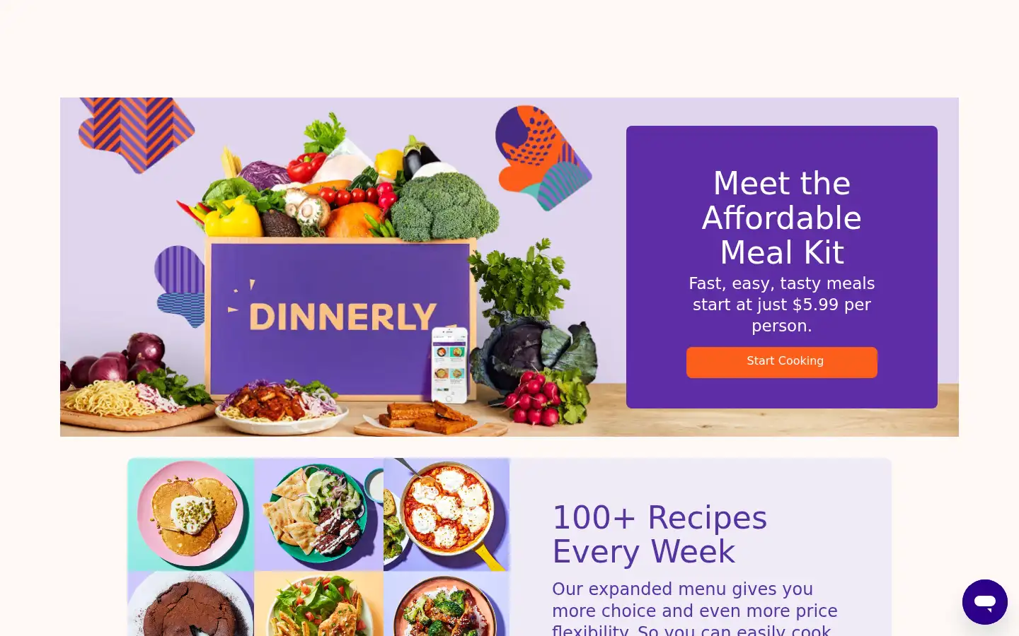 Screenshot of dinnerly.com