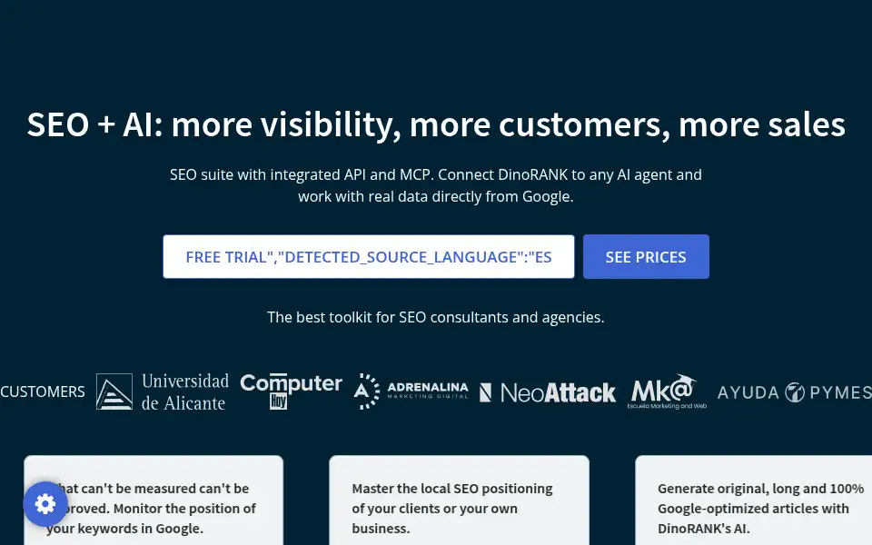 Screenshot of dinorank.com
