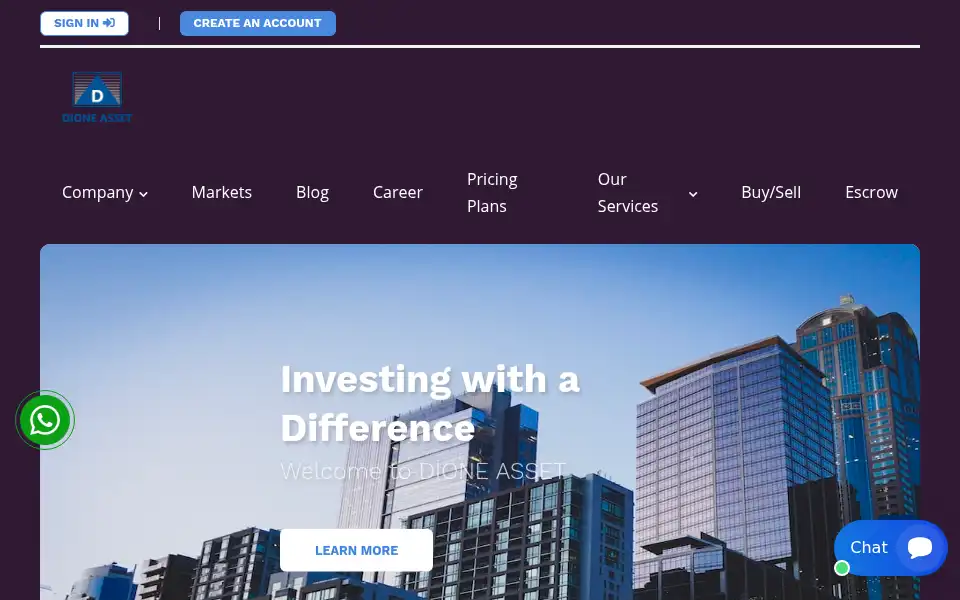 Screenshot of dioneasset.com