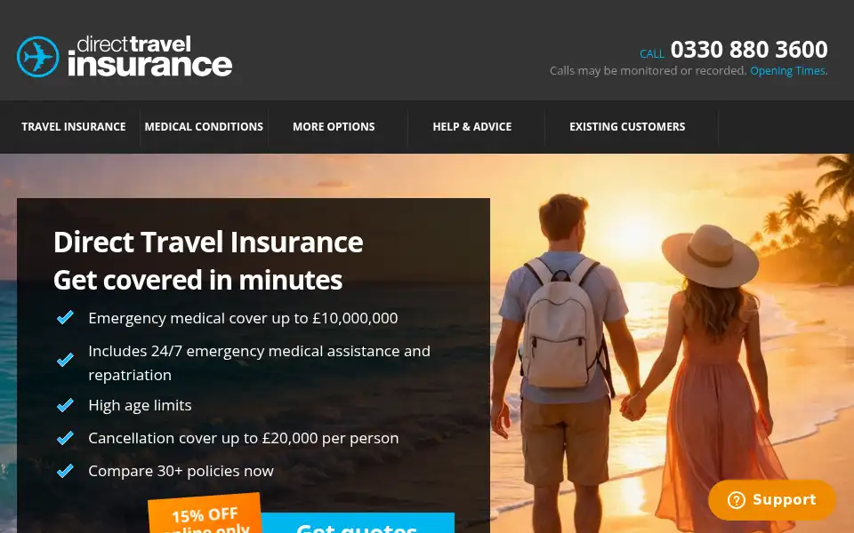 Screenshot of direct-travel.co.uk