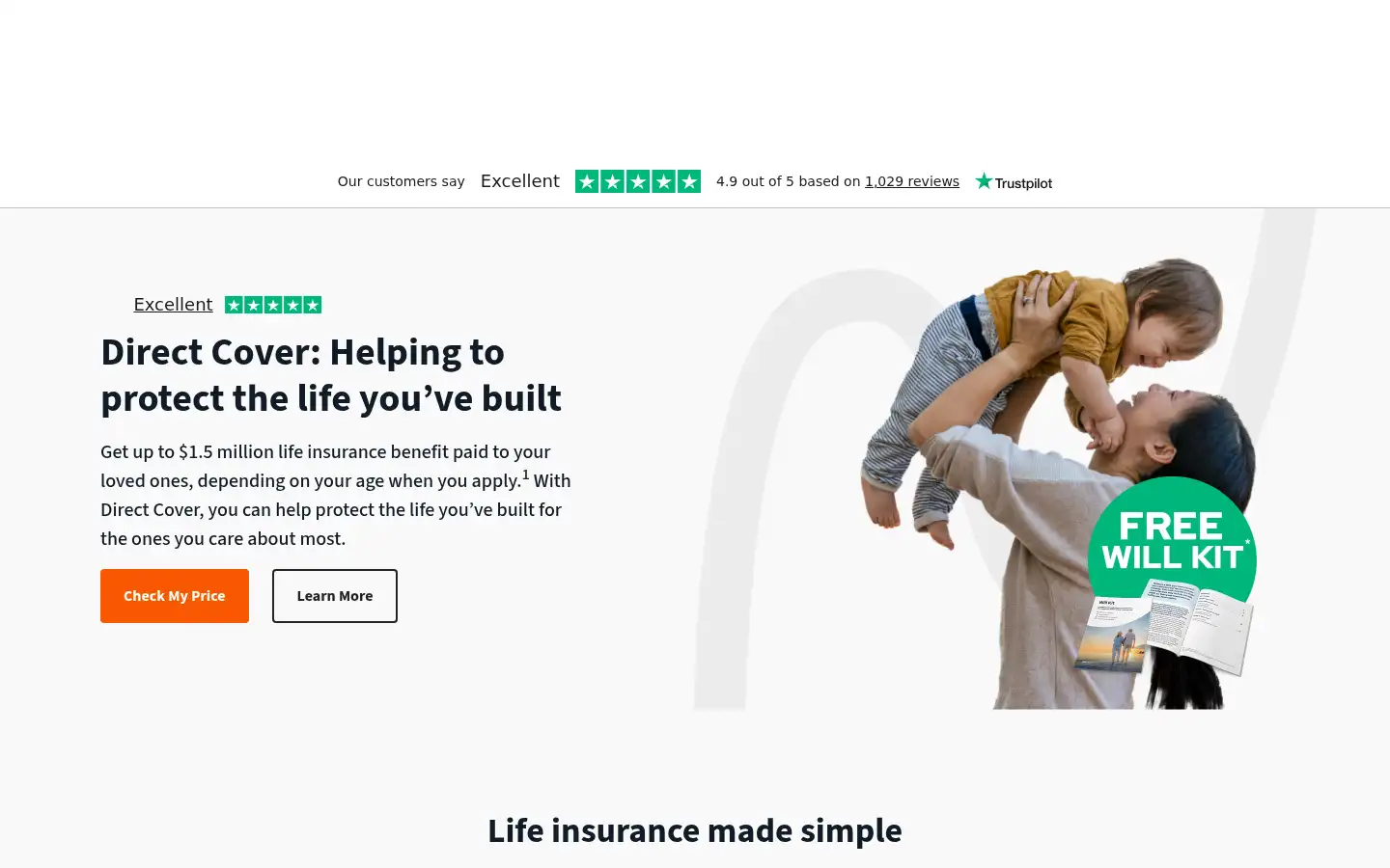 Screenshot of directcover.com.au