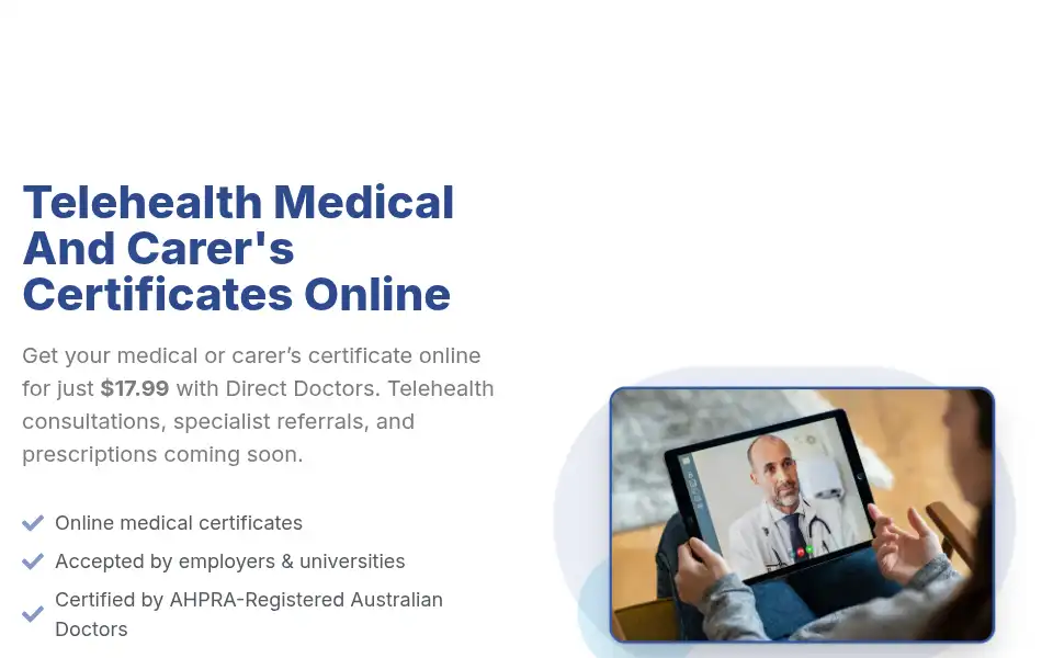 Screenshot of directdoctors.com.au