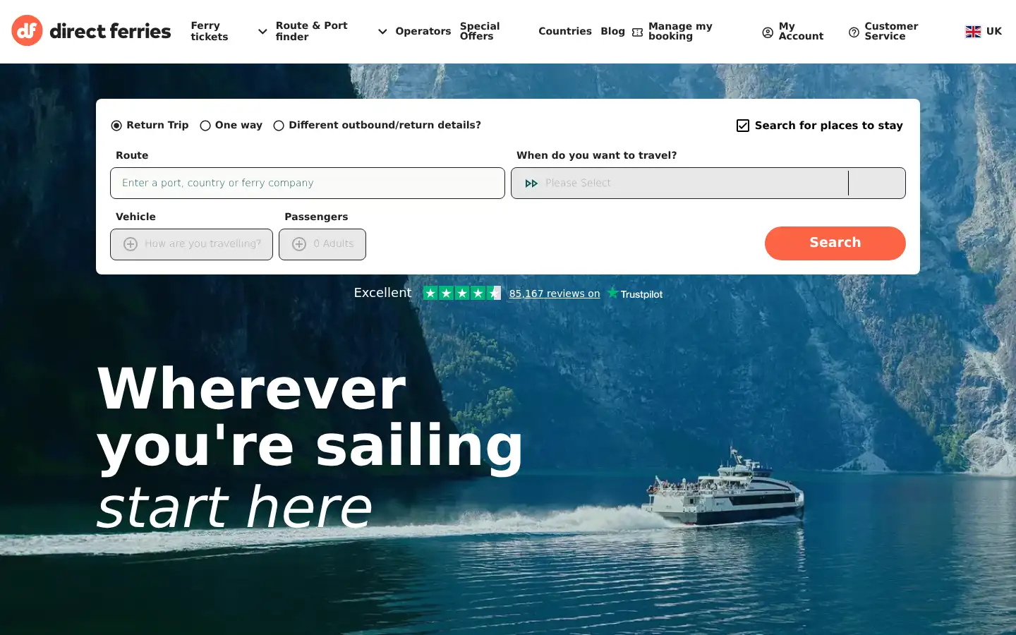 Screenshot of directferries.co.uk