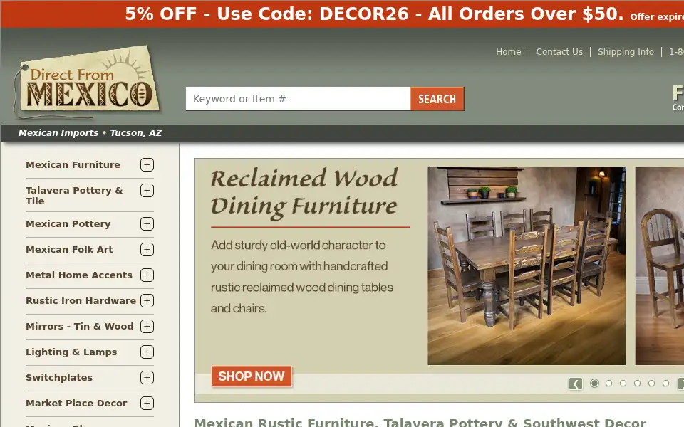 Screenshot of directfrommexico.com