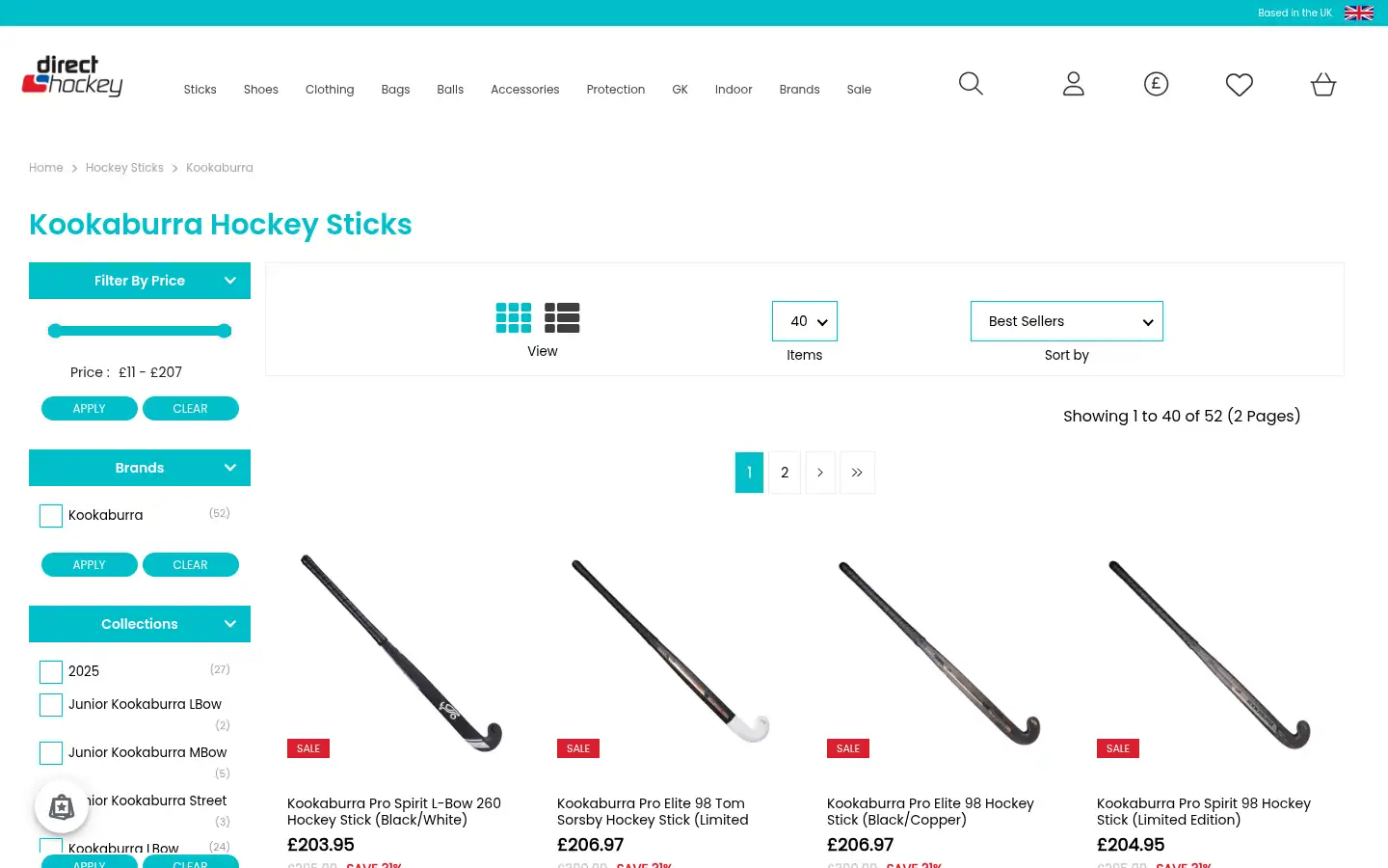 Screenshot of directhockey.co.uk