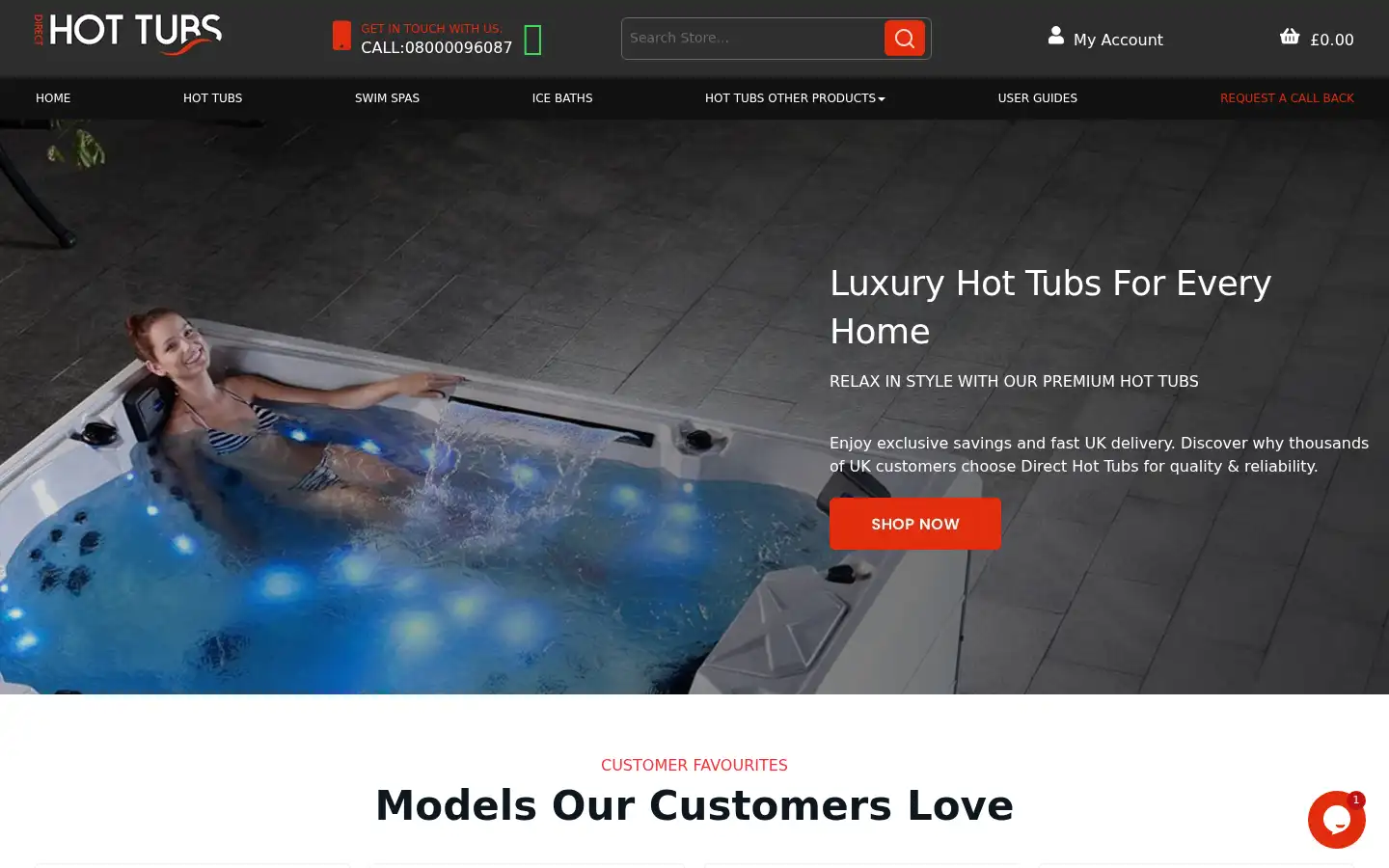 Screenshot of directhottubs.co.uk