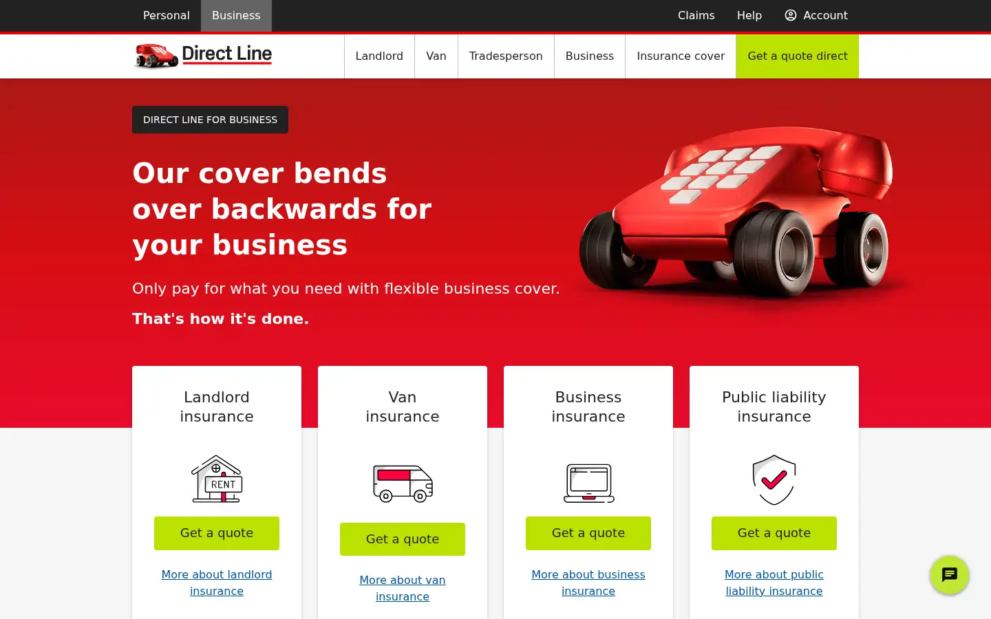 Screenshot of directlineforbusiness.co.uk