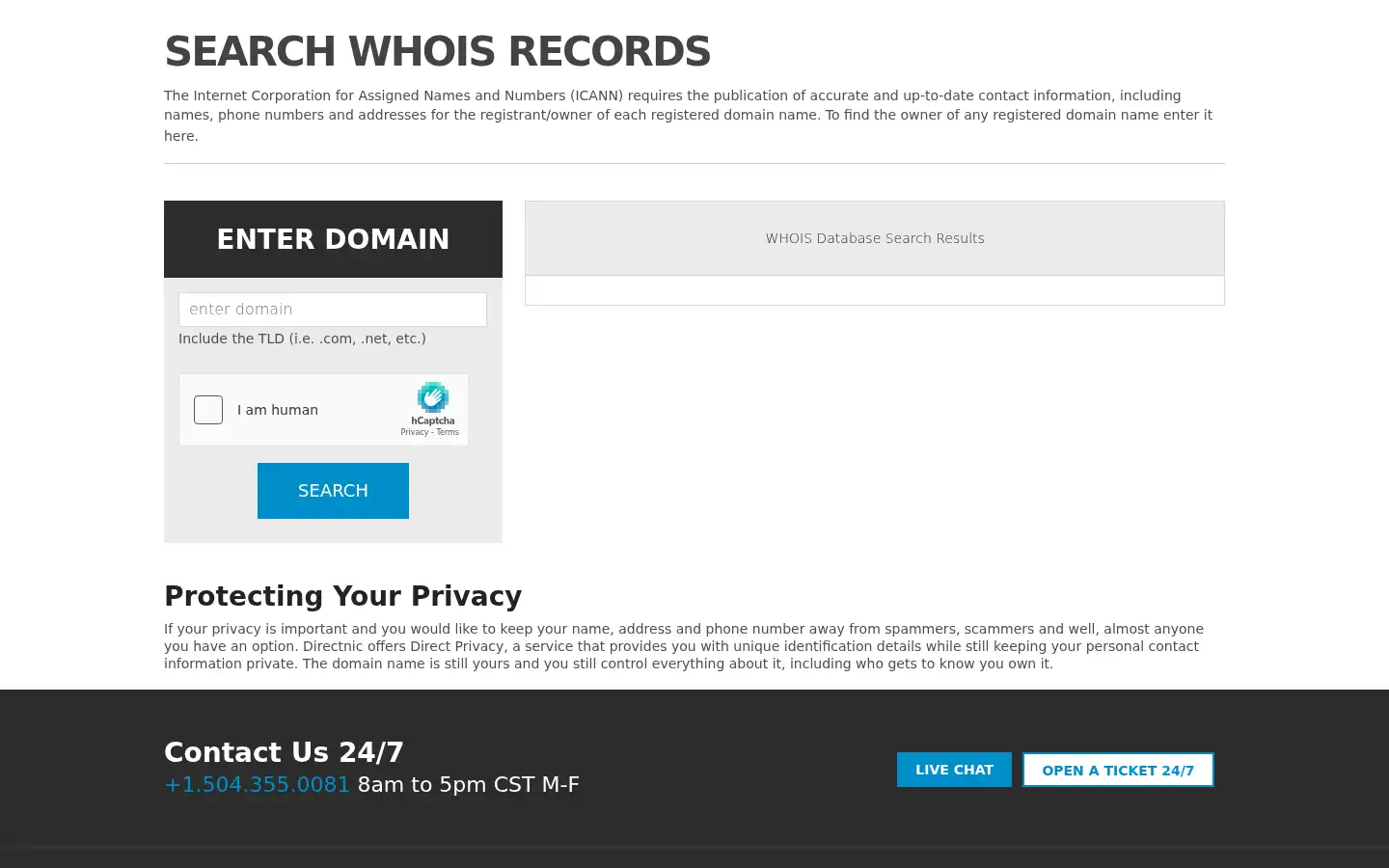 Screenshot of directnic.com