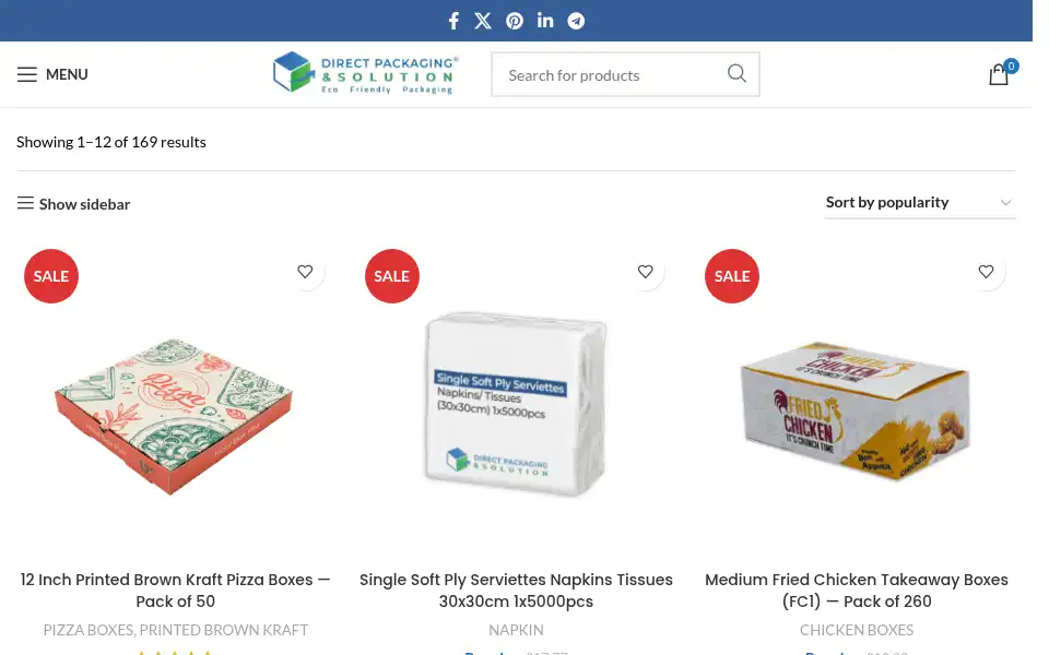 Screenshot of directpackaging.online