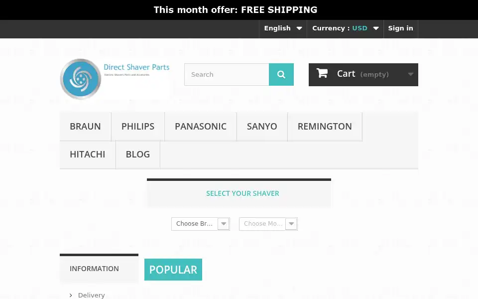 Screenshot of directshaverparts.com