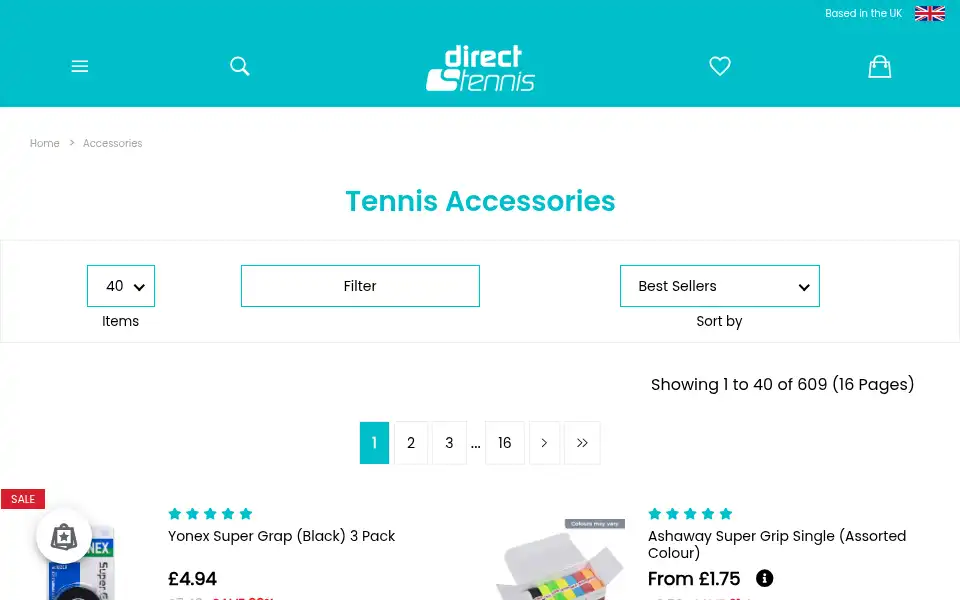 Screenshot of directtennis.co.uk