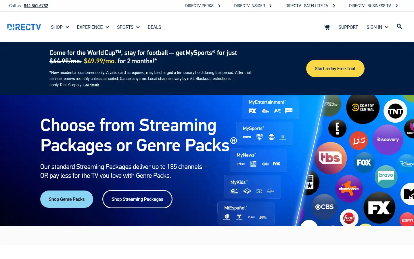 Screenshot of directv.com