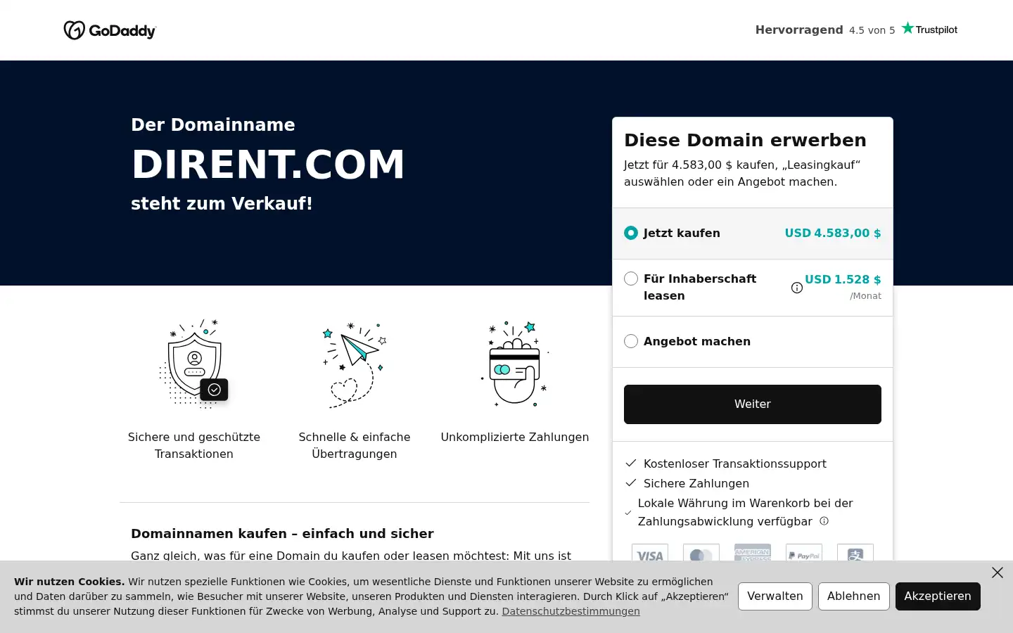 Screenshot of dirent.com