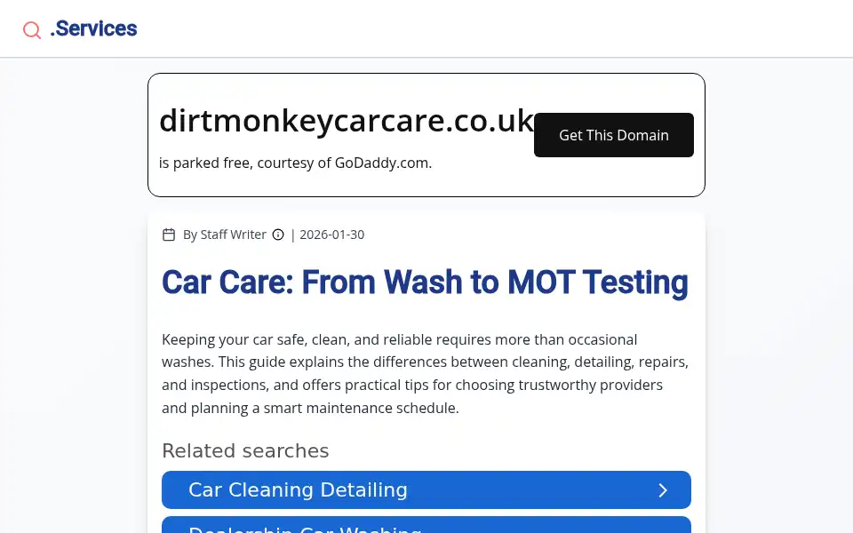 Screenshot of dirtmonkeycarcare.co.uk