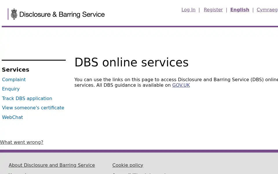 Screenshot of disclosure.homeoffice.gov.uk