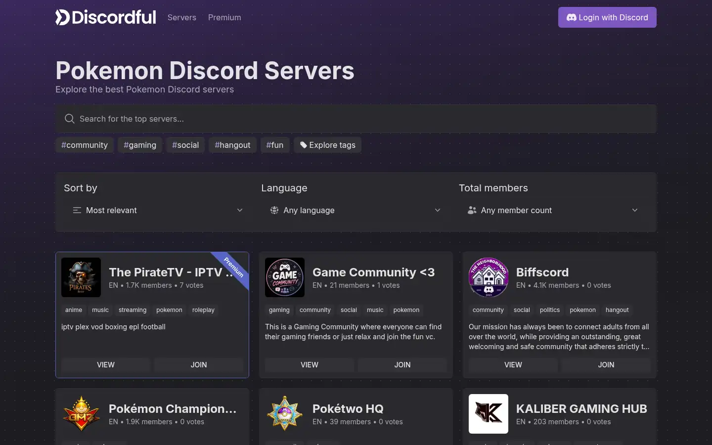 Screenshot of discordful.com