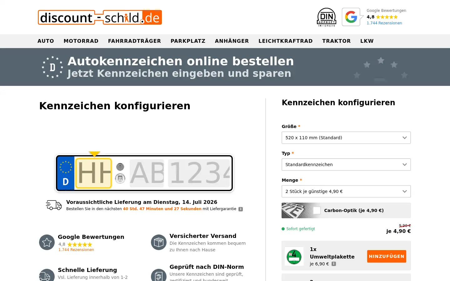 Screenshot of discount-schild.de