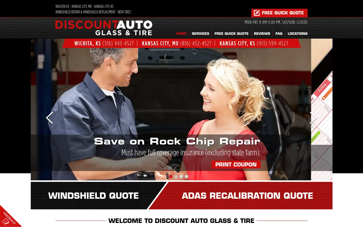 Screenshot of discountautoglassandtire.com