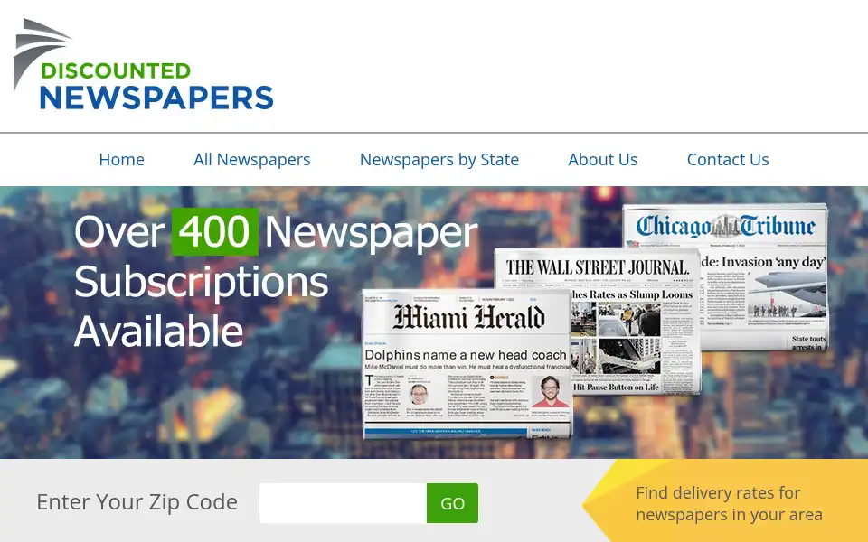 Screenshot of discountednewspapers.com